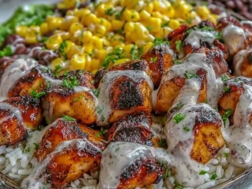 Ingredients for BBQ Ranch Chicken Bowl including chicken breast and fresh vegetables