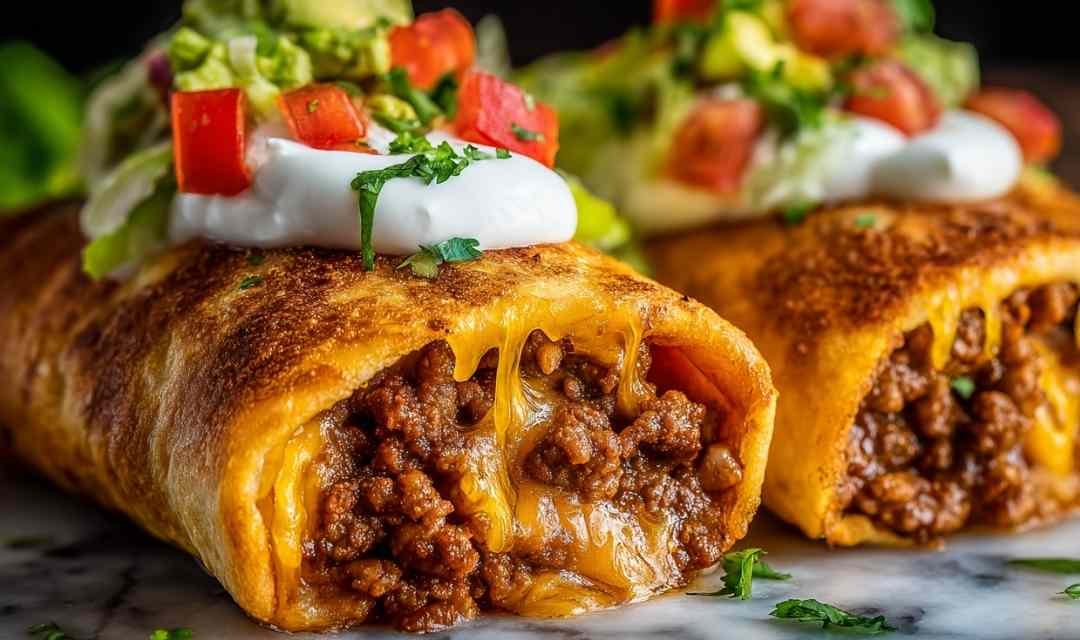 Beef and cheese chimichangas