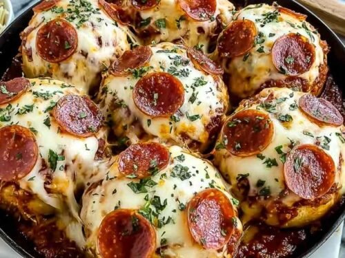 Ingredients for making Cheesy Pepperoni Pizza Bombs on a wooden table.