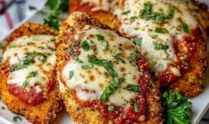 Chicken Parmesan Chicken Parmesan with melted mozzarella cheese and marinara sauce