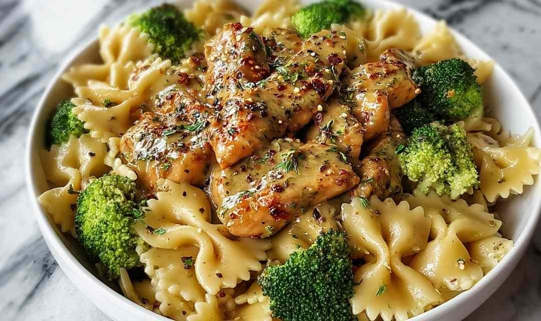 Cowboy Butter Lemon Bowtie Chicken with Broccoli