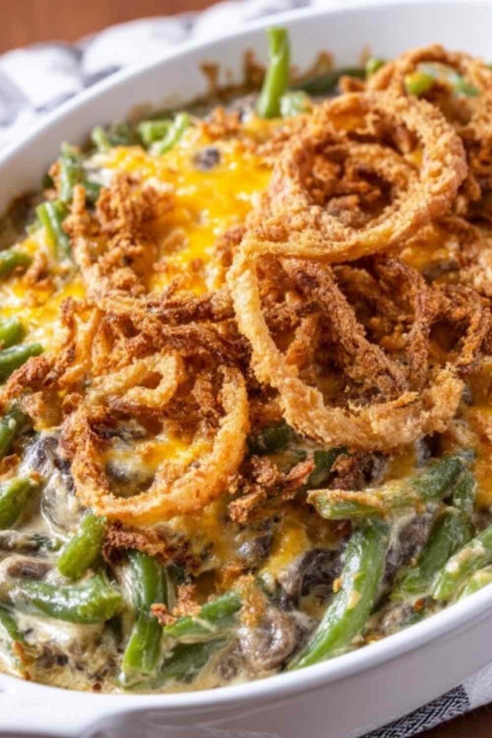 Green Bean Casserole Recipe Easy in a baking dish