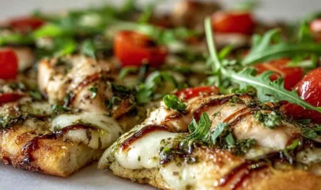Pesto chicken flatbread