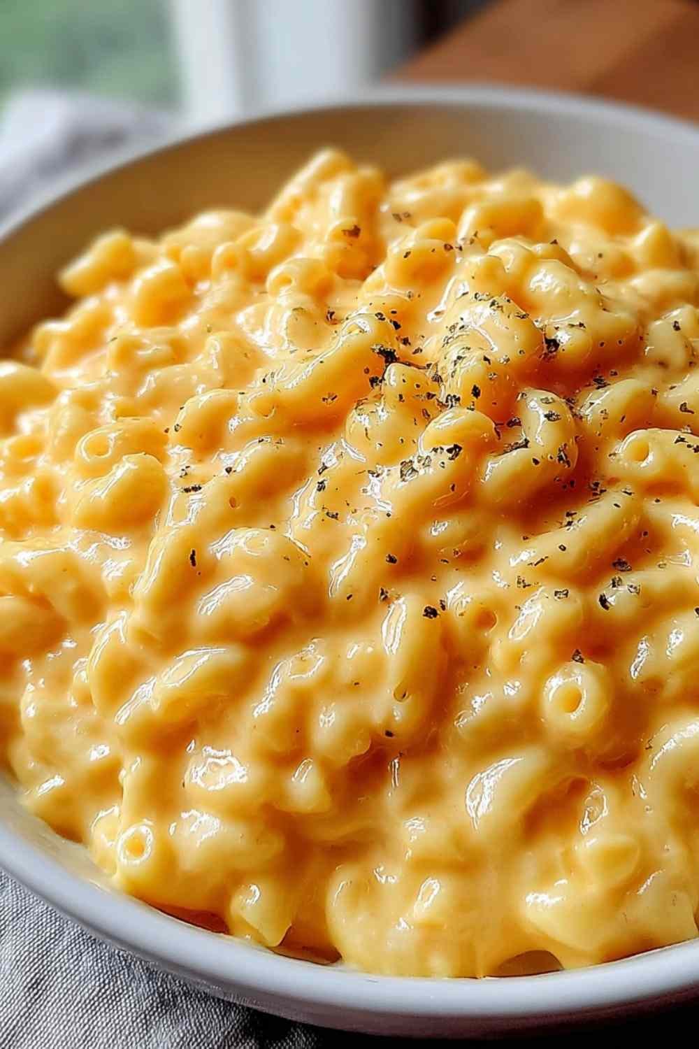 Bowl of simple mac and cheese with creamy cheddar sauce and tender elbow macaroni