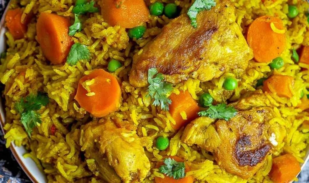 Searing spiced chicken for Indian Chicken Biryani