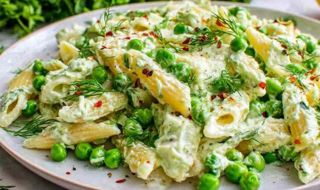 Lemon pasta with ricotta and fresh peas
