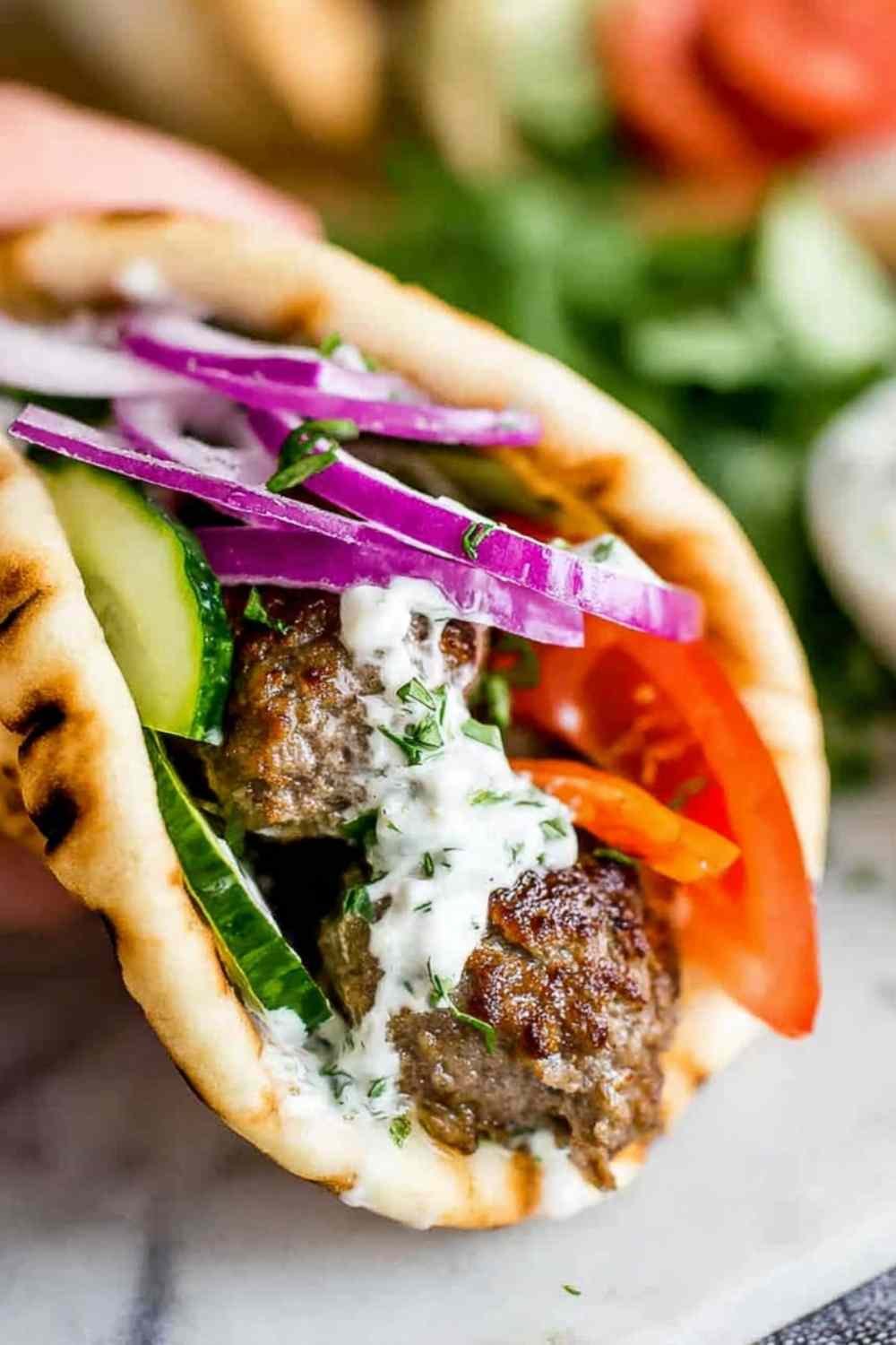 Raw meat mixture for homemade gyros recipe in a bowl